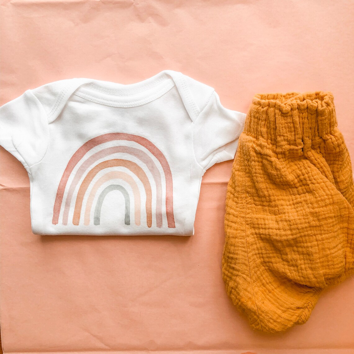 Rainbow Onesie Multi Color Rainbow Baby Announcement Etsy