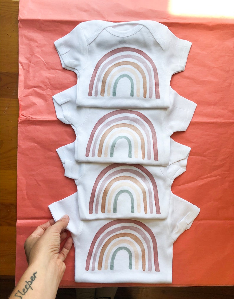 Rainbow Onesie Multi Color Rainbow Baby Announcement Etsy