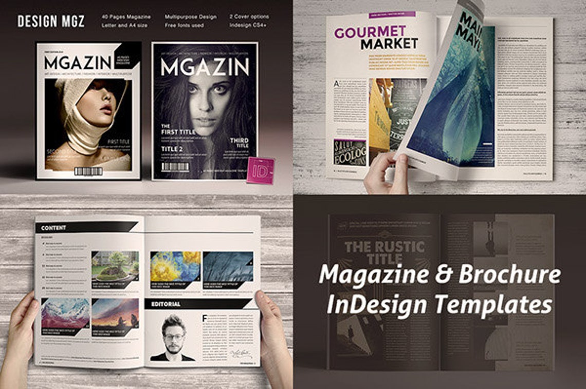 8 InDesign magazine/brochure templates Etsy España