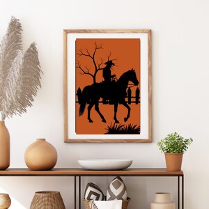Cowboy and Horse Silhouette Print: Western Wall Art (Digital Download)