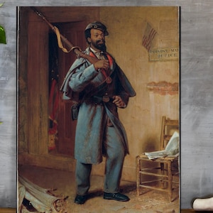 Black Civil War Soldier Printable, Vintage Black History Art, Digital Black Art, 1800&#39;s African American Hero. Civil War History Printable