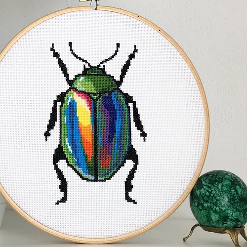 Beetle Cross Stitch Pattern Modern Cross Stitch Insect Bug Etsy