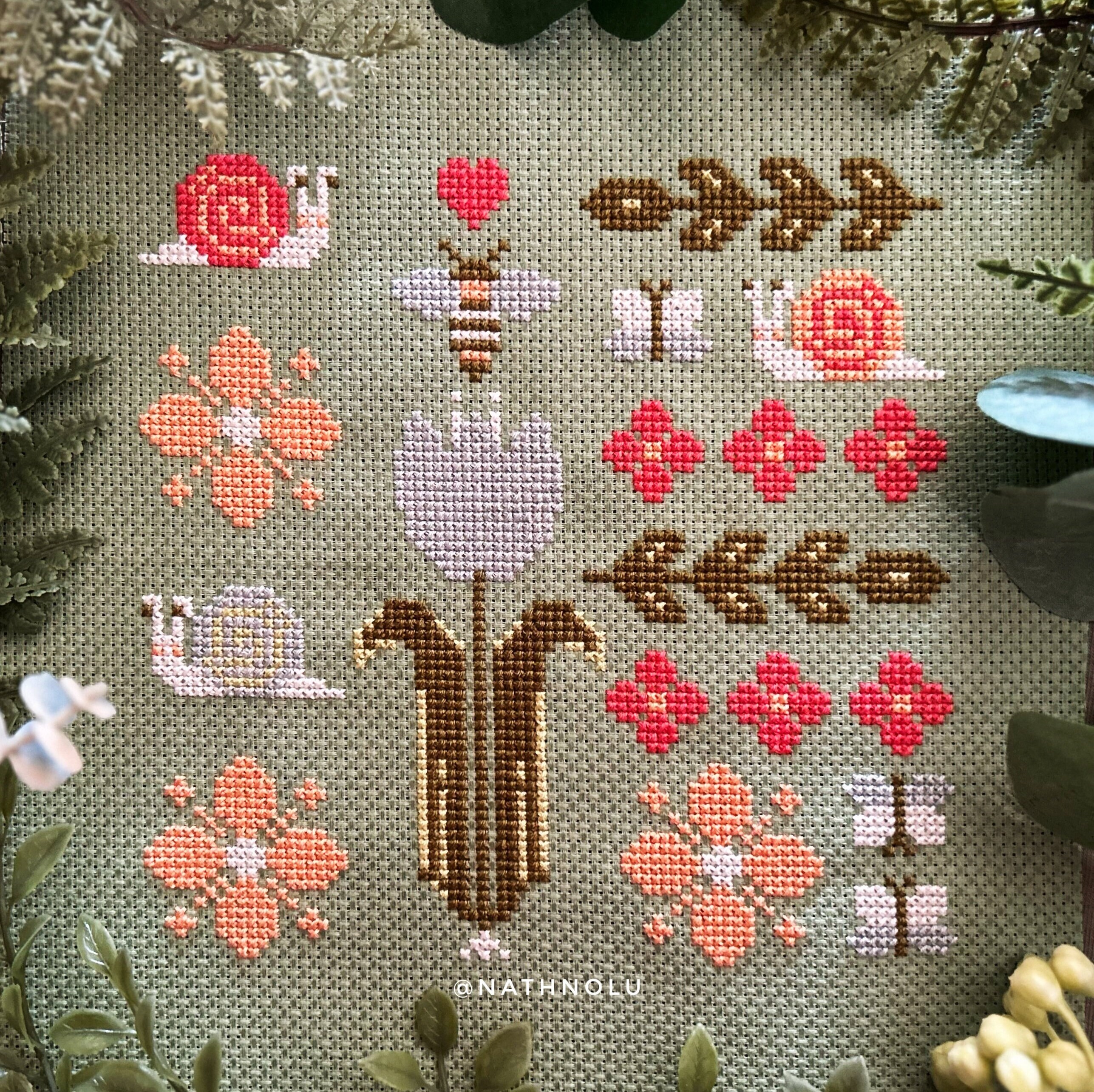 Spring Sampler Primitive Cross Stitch Pattern PDF - Instant Download ...