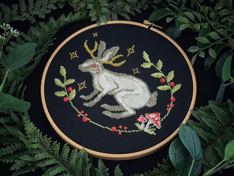 Jackalope Horned Rabbit Cross Stitch Pattern PDF Mystical - Etsy