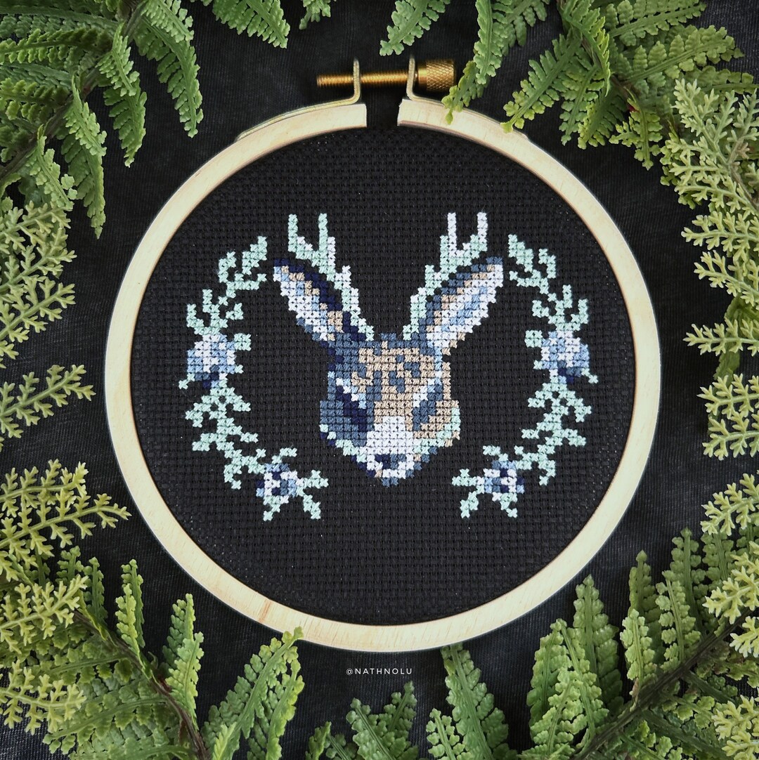 Jackalope Cross Stitch Pattern PDF Mystical Horned Hare With Etsy