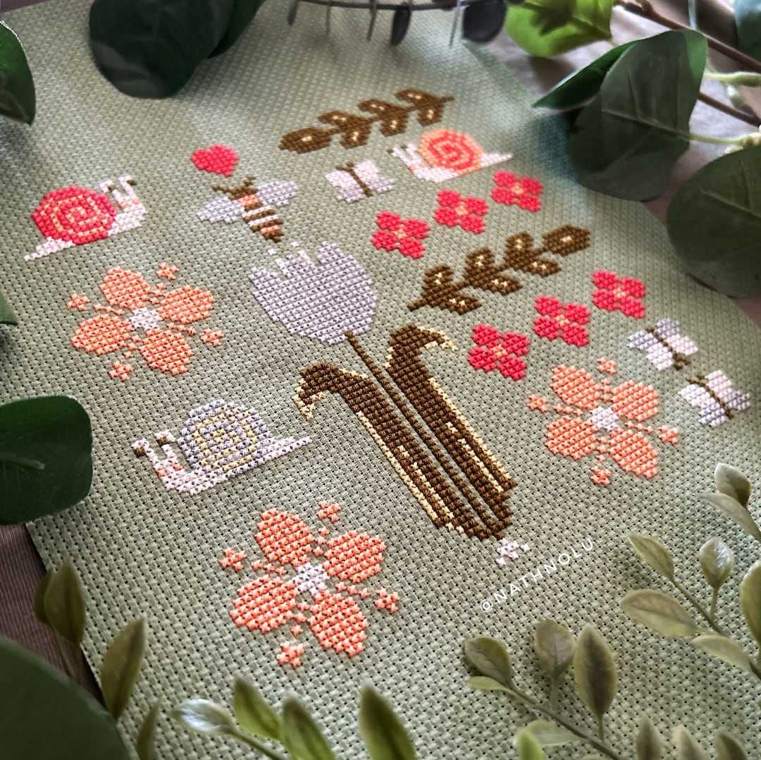 Spring Sampler Primitive Cross Stitch Pattern PDF - Instant Download ...