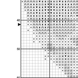 cross stitch pattern example - black and white symbols