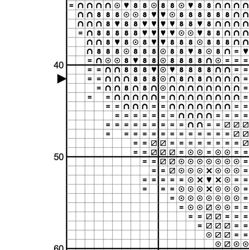 cross stitch pattern example - black and white symbols