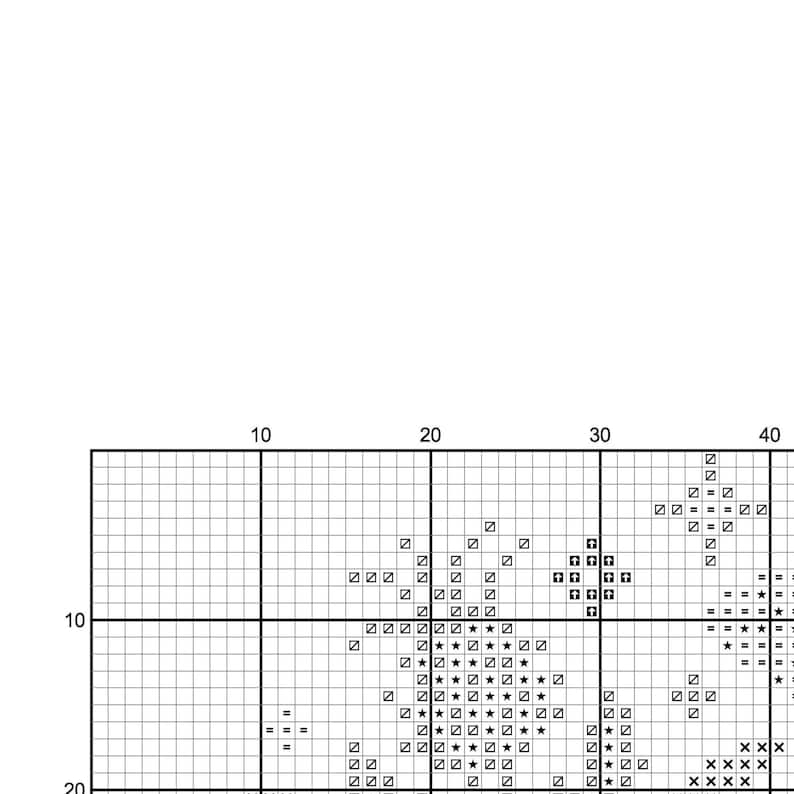 cross stitch pattern example - black and white symbols