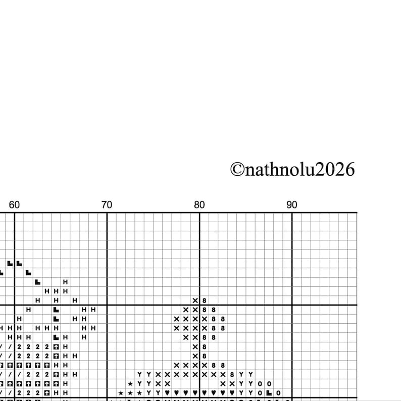cross stitch pattern example - black and white symbols
