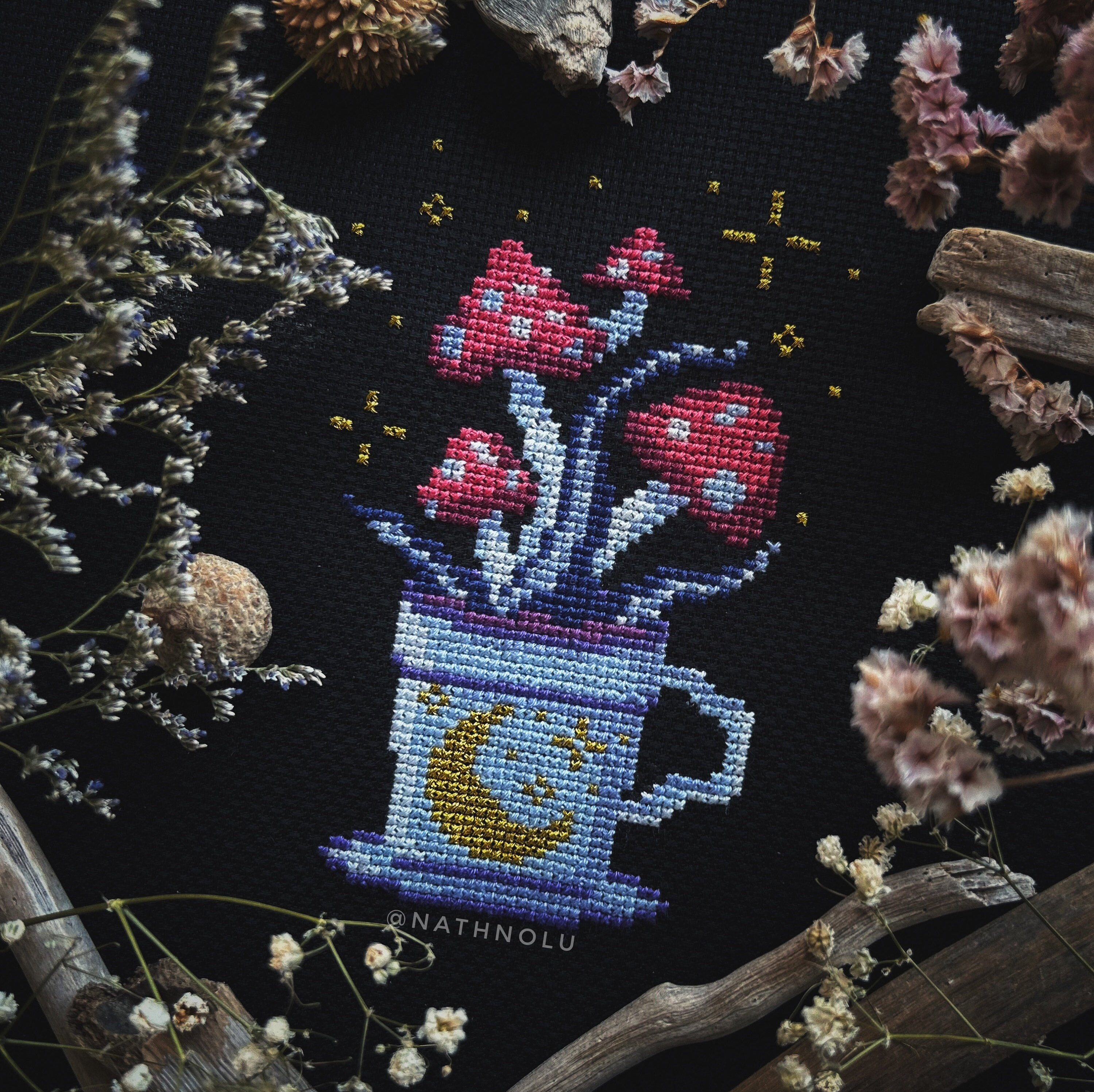 Witch Tea Cup Cross Stitch Pattern PDF - Instant Download