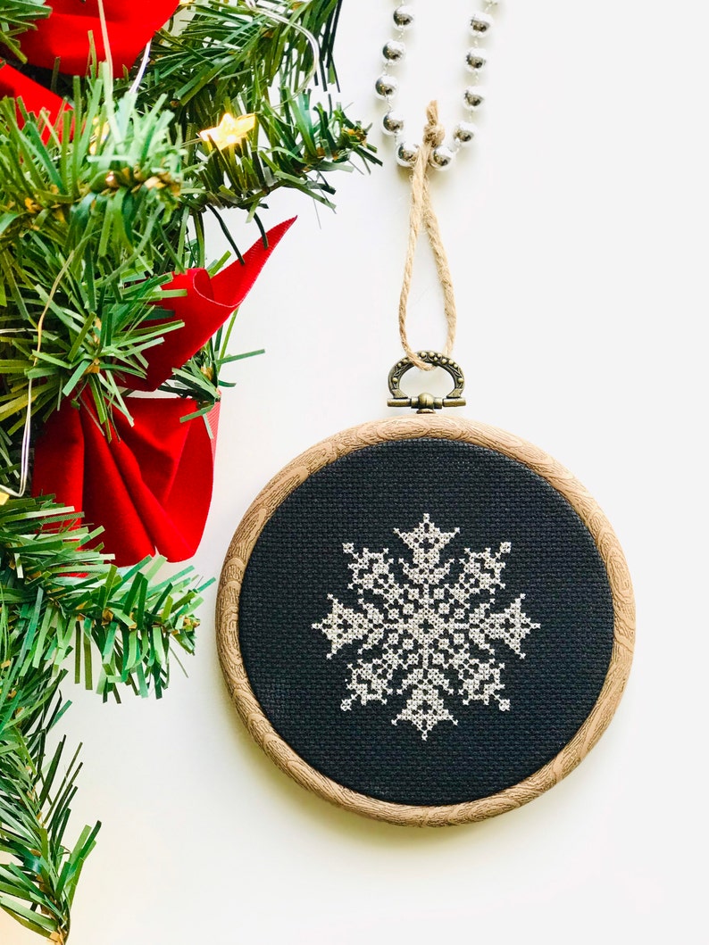 Silver Snowflakes Cross Stitch Pattern PDF, Set of 3 Christmas Ornaments Cross Stitch Pattern, Snowflakes Embroidery Chart, Instant Download image 6