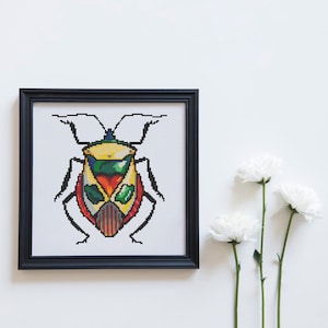 Bug Modern Cross Stitch Pattern PDF for Instant Download, Beetle Cross Stitch Pattern, Insect Cross Stitch Pattern, Counted Cross Stitch PDF