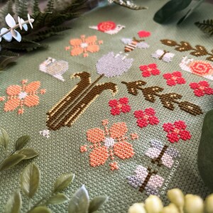 Spring Sampler Primitive Cross Stitch Pattern PDF - Instant Download ...