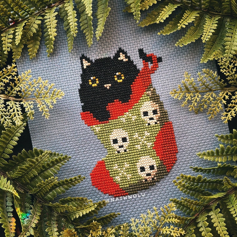 Black Cat in a Sock from Nathnolu on Etsy