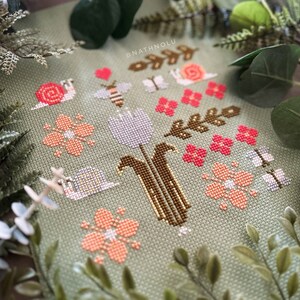 Spring Sampler Primitive Cross Stitch Pattern PDF - Instant Download ...