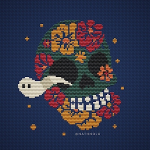 Floral Skull Cross Stitch Pattern PDF, Digital, Gothic Flowers, Dark ...