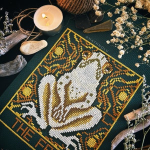 Dark and enchanting cross stitch for a touch of mysticism in your space