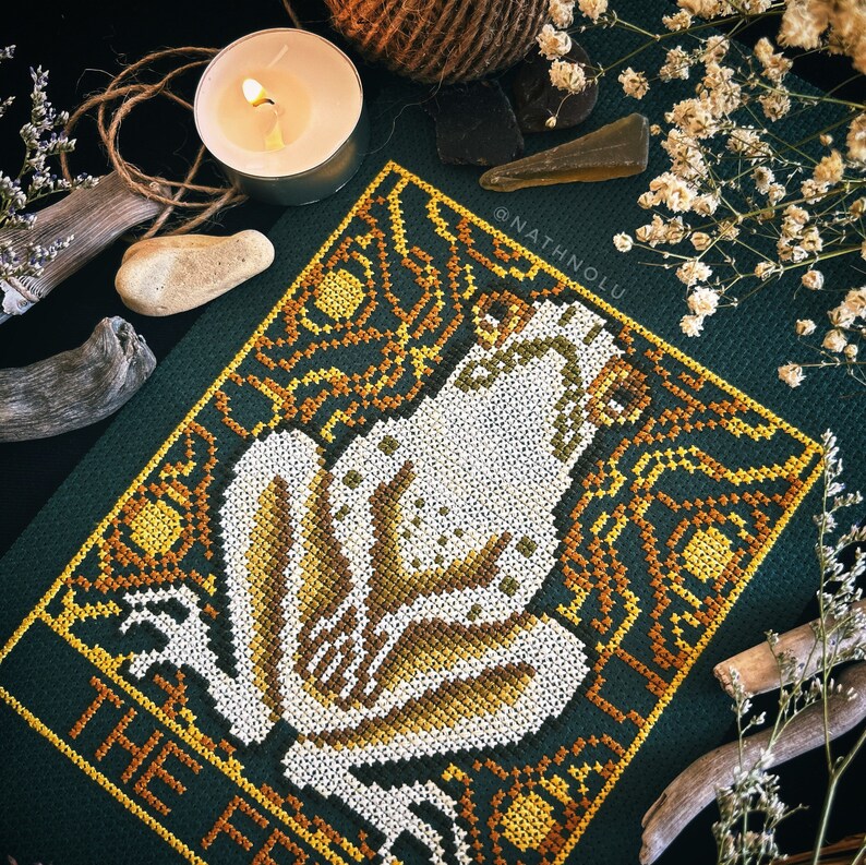 Dark and enchanting cross stitch for a touch of mysticism in your space
