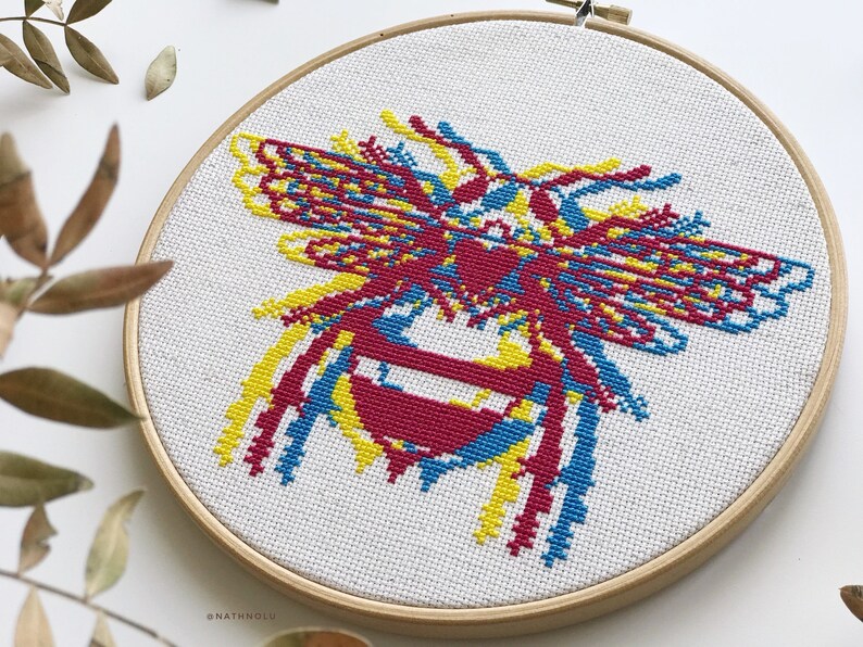 3D Bee Cross Stitch Pattern – Modern Insect Embroidery (PDF Pattern) - Etsy