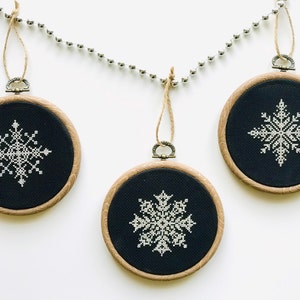 Silver Snowflakes Cross Stitch Pattern PDF, Set of 3 Christmas Ornaments Cross Stitch Pattern, Snowflakes Embroidery Chart, Instant Download image 8