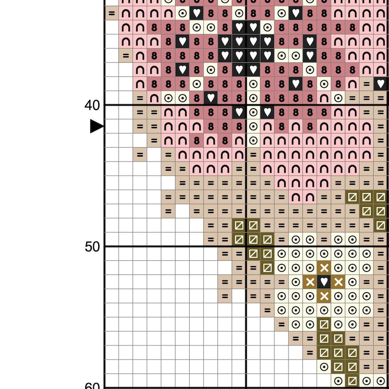 cross stitch pattern example - color symbols