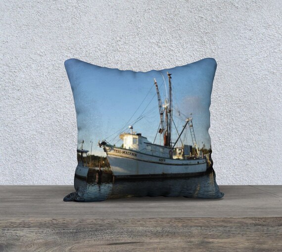Gulf Shores Alabama Shrimp Boat Throw Pillow 18x18