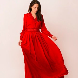 Red Boho Wedding Dress Bell Sleeves Long Sleeve Dress - Etsy UK