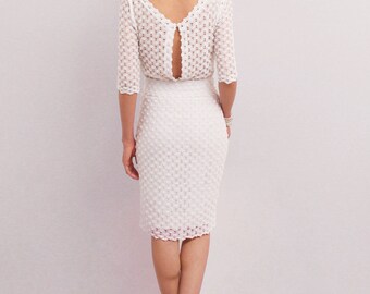 white pencil dress wedding