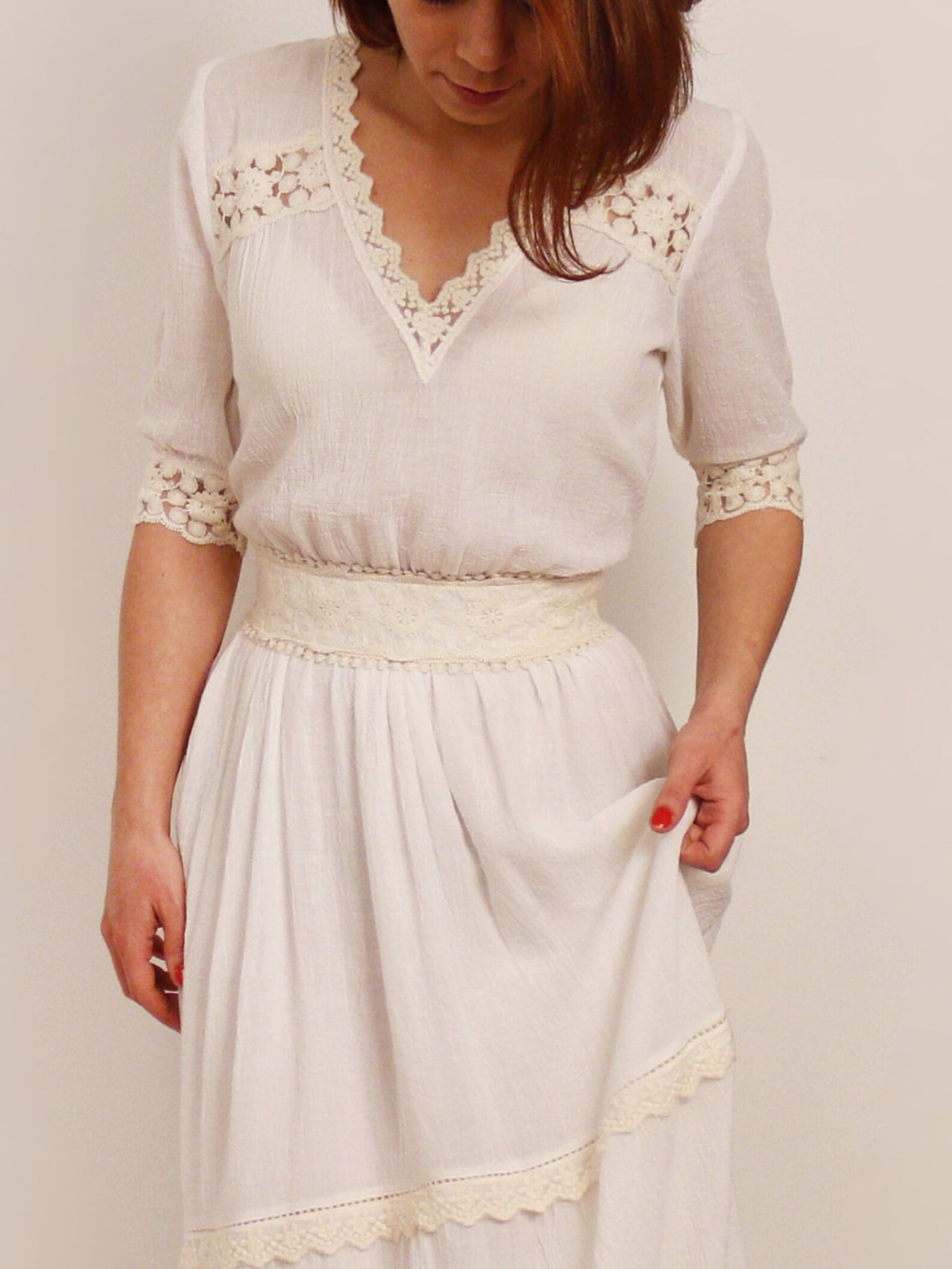 Halter Lace Top Rustic Two Piece Boho Wedding Dress main image 0