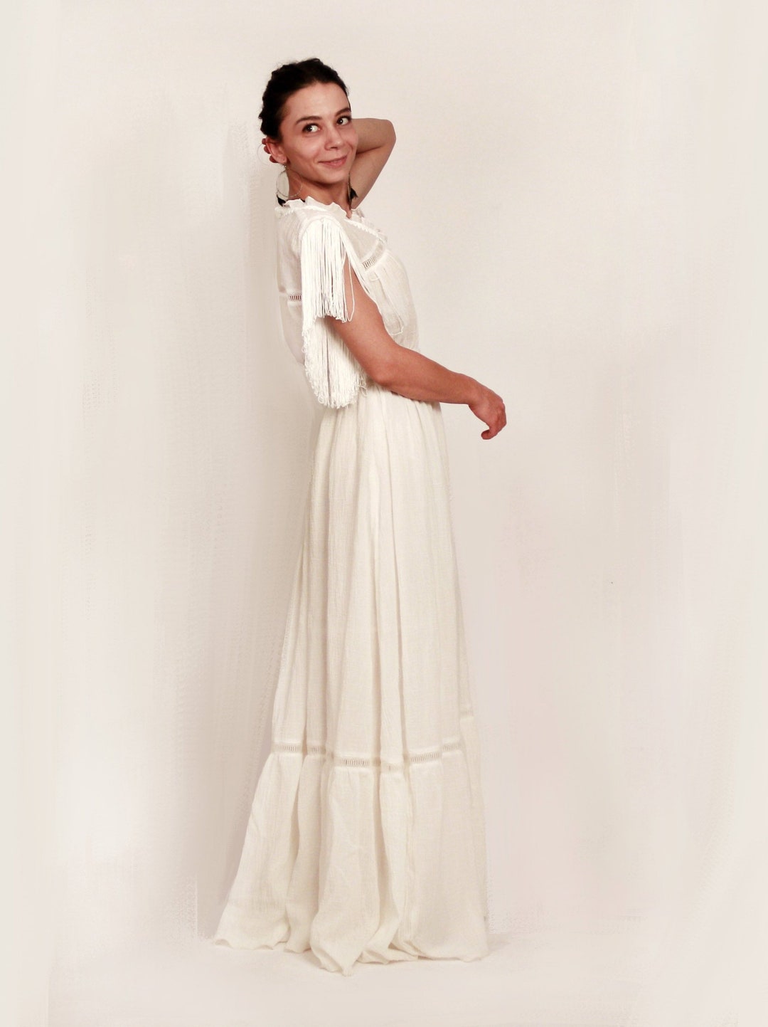 Boho Wedding Dress, Bohemian Wedding Dress, Cotton Wedding Dress ...