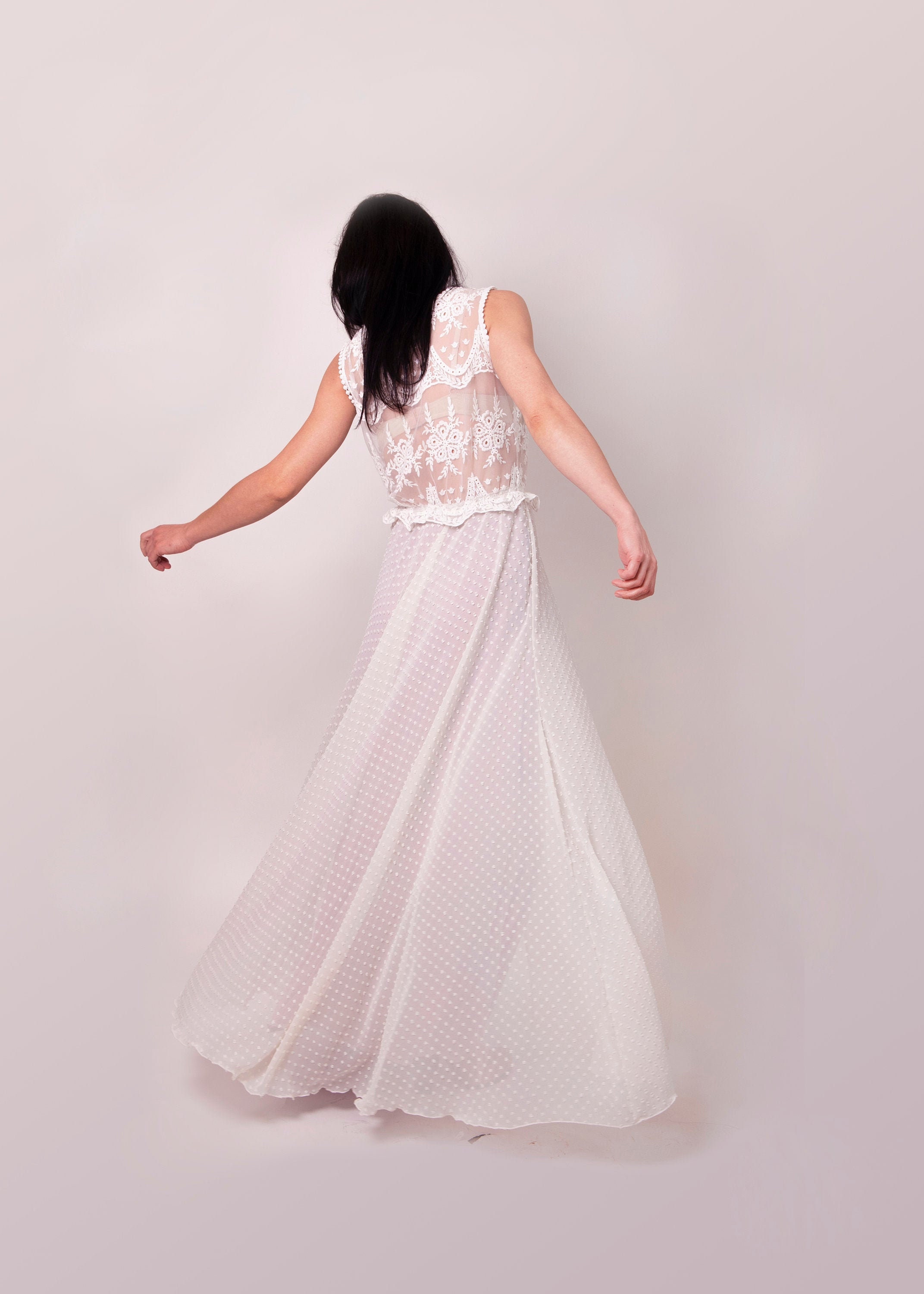 Boho Wedding Dress, Rustic Wedding Dress, Bohemian Wedding Dress, Ivory