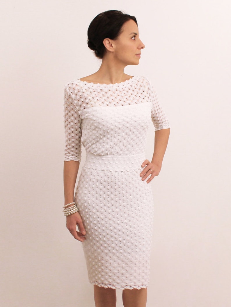 Tailored Waist Pencil Dress In Porcelain White