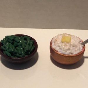 GREEN BEAN Casserole Dollhouse Miniature 1:12 Scale Artisan Handcrafted Holiday Pink