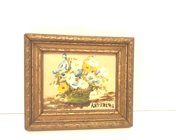 Anne Rydberg Artist Vintage ANN RYDBERG Signed Oil PAINTING Framed Dollhouse Miniature 1:12 ...