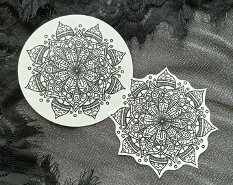 Black & White Mandala Vinyl Sticker 4"