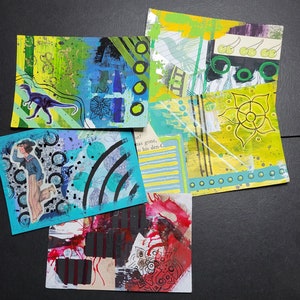 Cartes postales de techniques mixtes faites à la main Diverses
