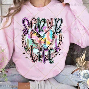 Scrub Life Png, Nurse Leopard Print, Preppy Girly Scrub Life Easter Spring Healthcare Worker Design Digital Download