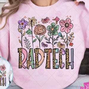 Rad Tech Png Floral, Retro Radiology  Nurse Fall Flower, Healthcare Worker Sublimation Digital