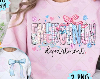Emergency Coquette, png, spoedafdeling valentijn, preppy bloemen trendy liefdeshart blauw en roze, ER Tech digitaal ontwerp