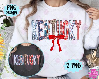 Kentucky PNG, 4 juli Amerika VS vlag Retro Fourth of July, KY patriottische bloemen Memorial Day State Preppy Coquette Bow