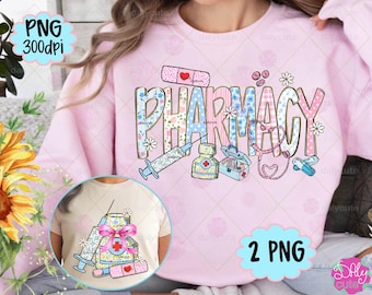 Apotheek lente png, preppy apotheek technische bloemenstrik, trendy girly alledaagse medische lentebloem, gezondheidszorg apotheek ontwerp digitaal