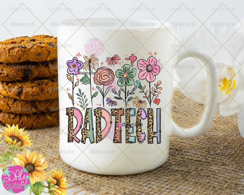 Rad Tech Png Floral, Retro Radiology  Nurse Fall Flower, Healthcare Worker Sublimation Digital