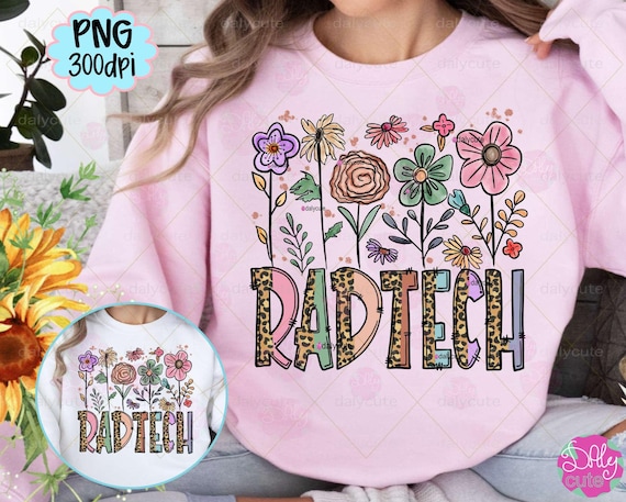 Rad Tech Png Floral, Retro Radiology  Nurse Fall Flower, Healthcare Worker Sublimation Digital