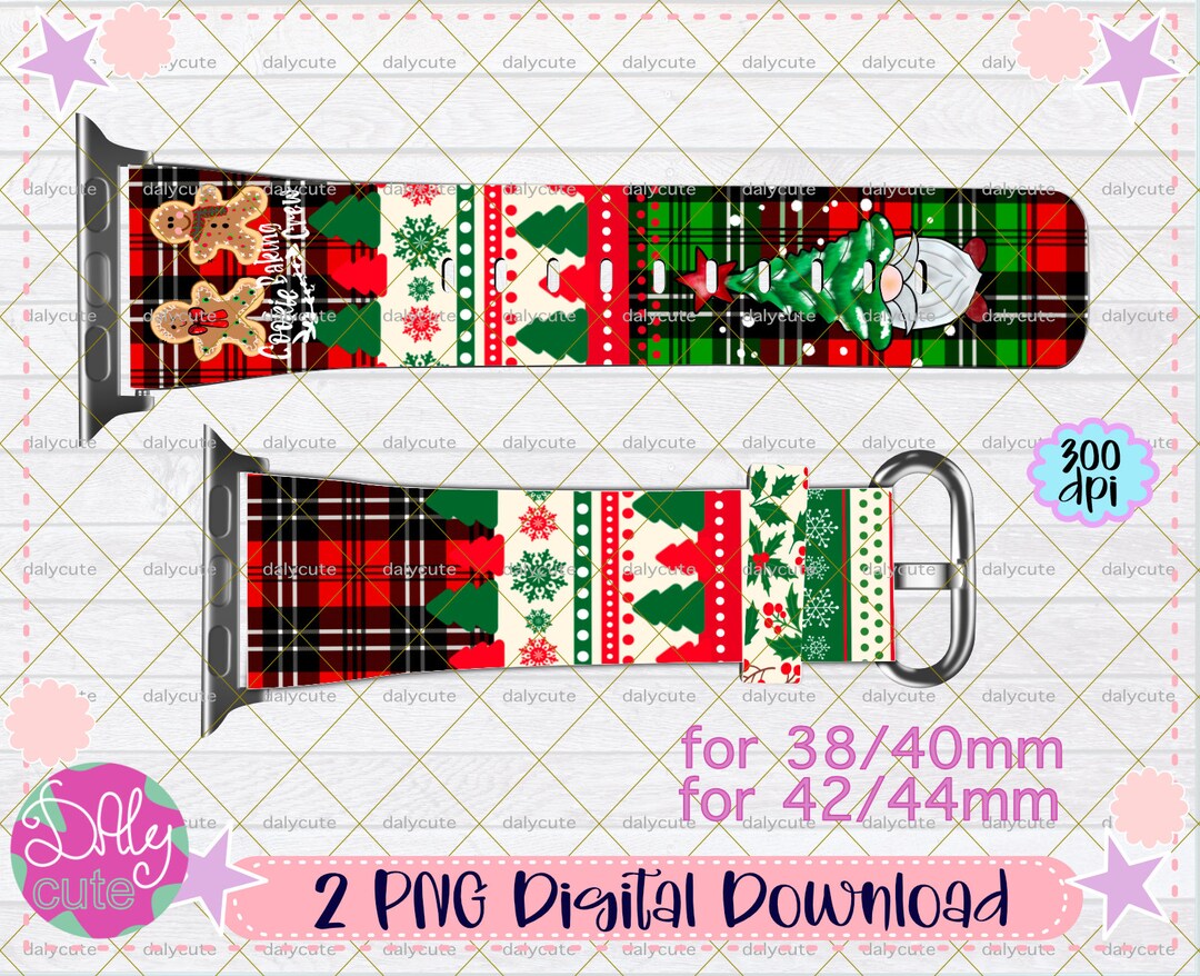 Christmas Watch Band PNG, Santa Claus Watch Band, Plaid Apple Band