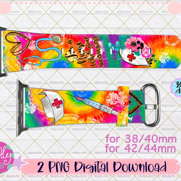 Nurse Watch Band PNG, Personalized RN Nurse, Pharmacy Sublimation, Apple Watch Digital png file, Tie Dye watch Sublimation Designs Download