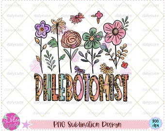 Phlebotomist Floral Leopard Print PNG (Digital Download)