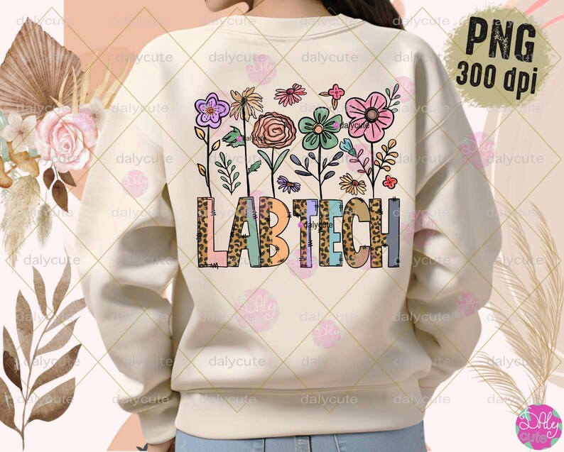 Lab Tech PNG, Spring Lab Tech Png, Flower Nurse Png, Laboratory Png, Retro Flower Lab Tech, Spring Vibes Png, Floral Nurse Boho, Rad Tech Png