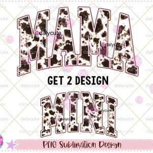 Mamma Ko-tryck PNG: Mama Mini Western Cowhide Sublimation Design (Digital)