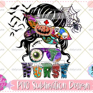 Spooky Nurse Halloween PNG, Medical Sublimation Design (Digital Download) image 1